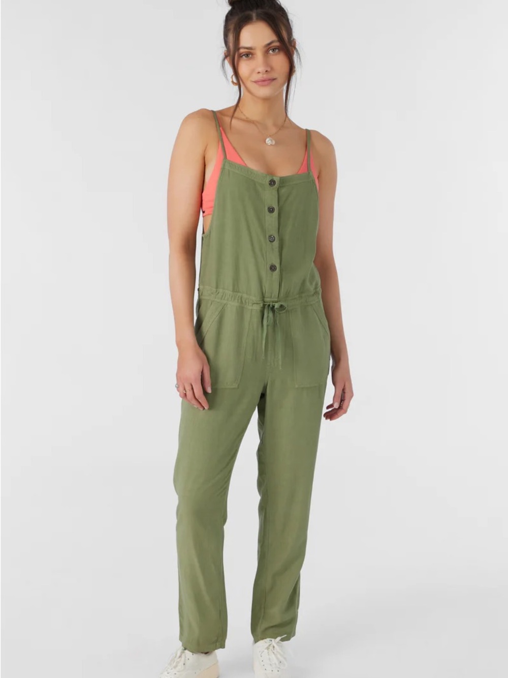 O'Neill Francina Olive Utility Drawstring Jumpsuit